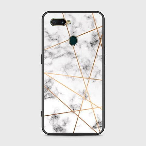 Oppo A7 Cover - White Marble Series 2 - HQ Ultra Shine Premium Infinity Glass Soft Silicon Borders Case