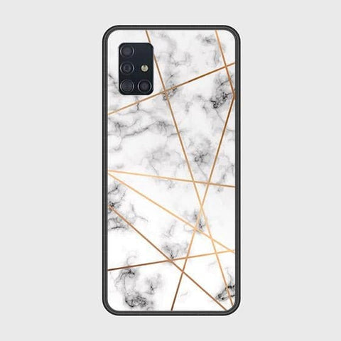 Samsung Galaxy A51 Cover - White Marble Series 2 - HQ Ultra Shine Premium Infinity Glass Soft Silicon Borders Case