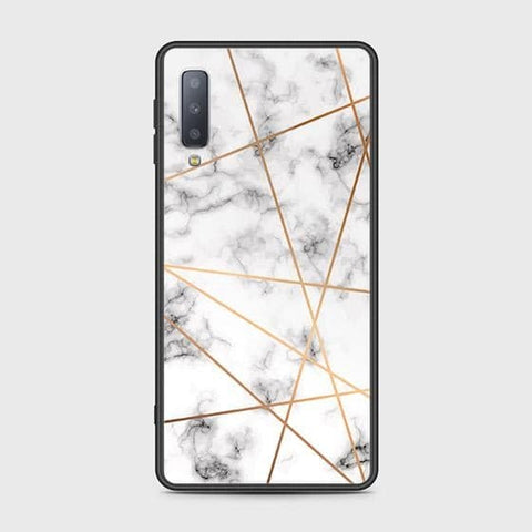 Samsung Galaxy A7 2018 Cover - White Marble Series 2 - HQ Ultra Shine Premium Infinity Glass Soft Silicon Borders Case