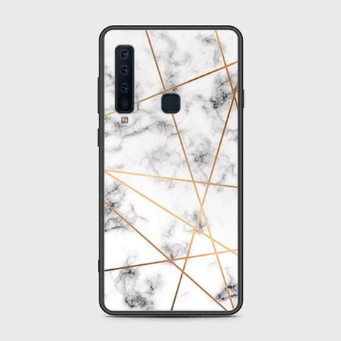 Samsung Galaxy A9 2018 Cover - White Marble Series 2 - HQ Ultra Shine Premium Infinity Glass Soft Silicon Borders Case