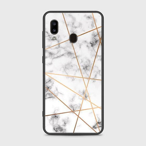 Samsung Galaxy A20 Cover - White Marble Series 2 - HQ Ultra Shine Premium Infinity Glass Soft Silicon Borders Case