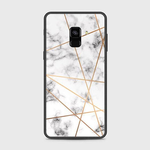 Samsung Galaxy A8 2018 Cover - White Marble Series 2 - HQ Ultra Shine Premium Infinity Glass Soft Silicon Borders Case