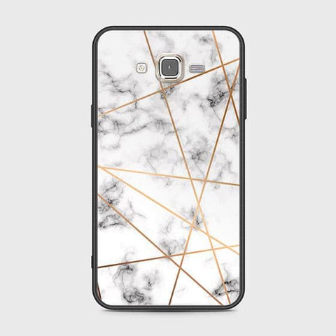 Samsung Galaxy J7 2015 Cover - White Marble Series 2 - HQ Ultra Shine Premium Infinity Glass Soft Silicon Borders Case