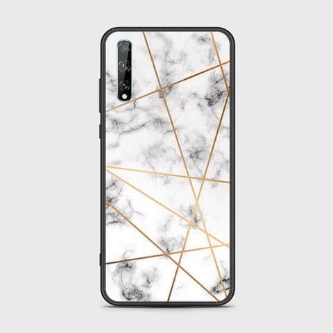 Huawei Y8p Cover - White Marble Series 2 - HQ Ultra Shine Premium Infinity Glass Soft Silicon Borders Case