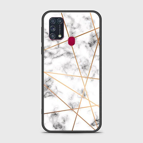 Samsung Galaxy M21 Cover - White Marble Series 2 - HQ Ultra Shine Premium Infinity Glass Soft Silicon Borders Case