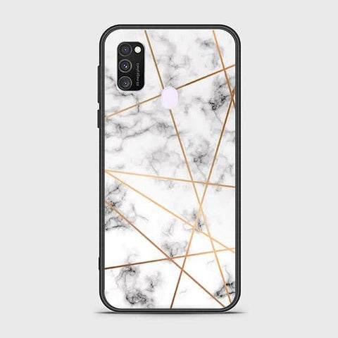 Samsung Galaxy M30s Cover - White Marble Series 2 - HQ Ultra Shine Premium Infinity Glass Soft Silicon Borders Case