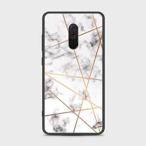 Xiaomi Pocophone F1 Cover - White Marble Series 2 - HQ Ultra Shine Premium Infinity Glass Soft Silicon Borders Case