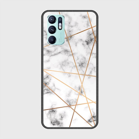 Oppo Reno 6 Cover - White Marble Series 2 - HQ Ultra Shine Premium Infinity Glass Soft Silicon Borders Case