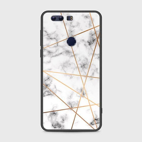 Huawei Honor 8 Cover - White Marble Series 2 - HQ Ultra Shine Premium Infinity Glass Soft Silicon Borders Case