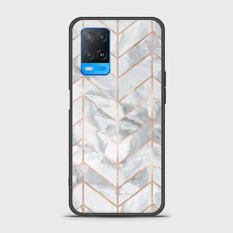 Oppo A54 4G Cover- White Marble Series 2 - HQ Ultra Shine Premium Infinity Glass Soft Silicon Borders Case