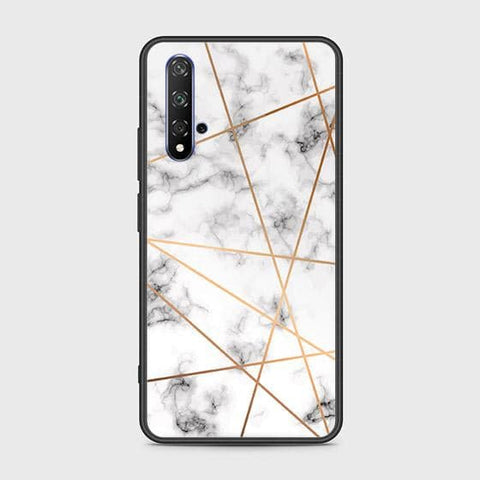 Honor 20 Cover - White Marble Series 2 - HQ Ultra Shine Premium Infinity Glass Soft Silicon Borders Case