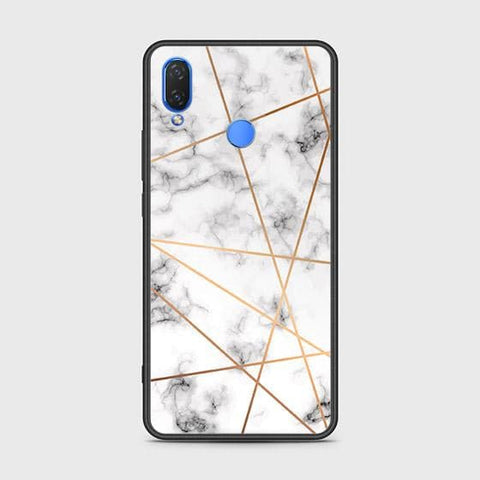 Huawei Y9 2019 Cover - White Marble Series 2 - HQ Ultra Shine Premium Infinity Glass Soft Silicon Borders Case