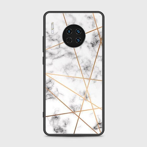 Huawei Mate 30 Cover - White Marble Series 2 - HQ Ultra Shine Premium Infinity Glass Soft Silicon Borders Case