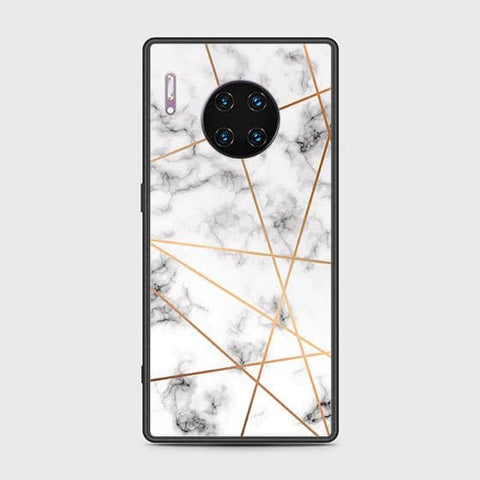 Huawei Mate 30 Pro Cover - White Marble Series 2 - HQ Ultra Shine Premium Infinity Glass Soft Silicon Borders Case