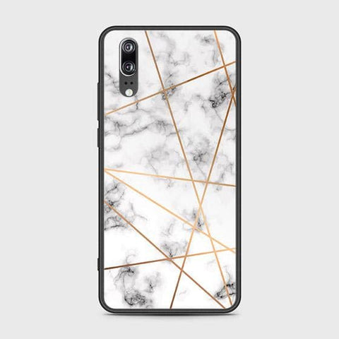 Huawei P20 Cover - White Marble Series 2 - HQ Ultra Shine Premium Infinity Glass Soft Silicon Borders Case