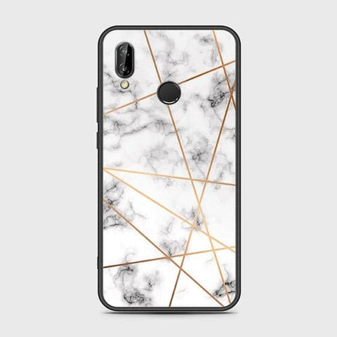 Huawei P20 Lite 2019 Cover - White Marble Series 2 - HQ Ultra Shine Premium Infinity Glass Soft Silicon Borders Case