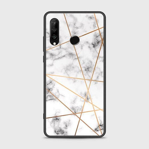 Huawei P30 lite Cover - White Marble Series 2 - HQ Ultra Shine Premium Infinity Glass Soft Silicon Borders Case