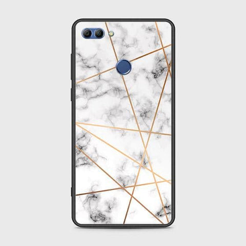 Huawei Y9 2018 Cover - White Marble Series 2 - HQ Ultra Shine Premium Infinity Glass Soft Silicon Borders Case