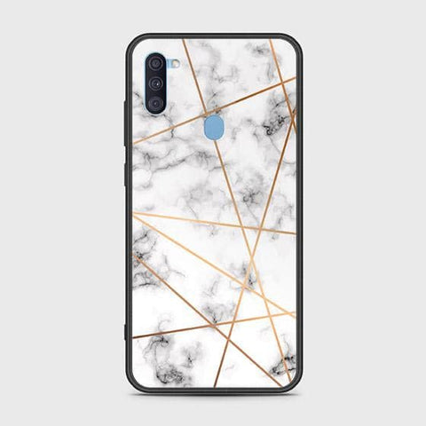 Samsung Galaxy A11 Cover - White Marble Series 2 - HQ Ultra Shine Premium Infinity Glass Soft Silicon Borders Case