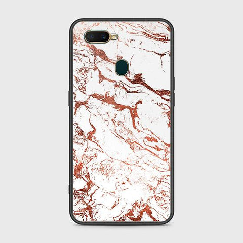 Oppo A7 Cover - White Marble Series 2 - HQ Ultra Shine Premium Infinity Glass Soft Silicon Borders Case