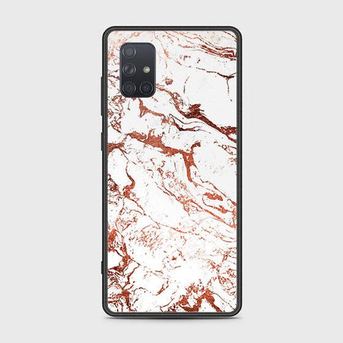 Samsung Galaxy A71 Cover - White Marble Series 2 - HQ Ultra Shine Premium Infinity Glass Soft Silicon Borders Case