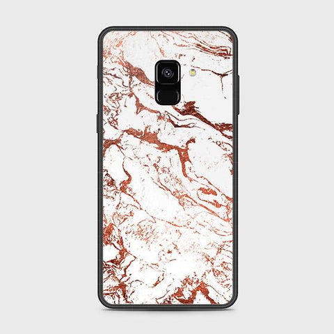 Samsung Galaxy A8 2018 Cover - White Marble Series 2 - HQ Ultra Shine Premium Infinity Glass Soft Silicon Borders Case