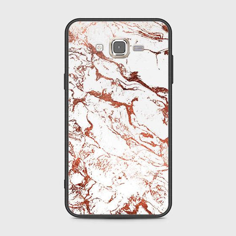 Samsung Galaxy J7 2015 Cover - White Marble Series 2 - HQ Ultra Shine Premium Infinity Glass Soft Silicon Borders Case