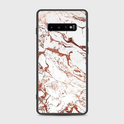 Samsung Galaxy S10 Plus Cover - White Marble Series 2 - HQ Ultra Shine Premium Infinity Glass Soft Silicon Borders Case