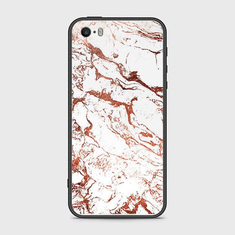 iPhone SE Cover - White Marble Series 2 - HQ Ultra Shine Premium Infinity Glass Soft Silicon Borders Case