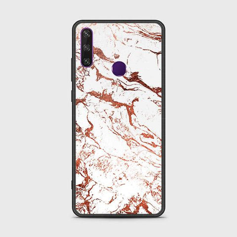 Huawei Y6p Cover - White Marble Series 2 - HQ Ultra Shine Premium Infinity Glass Soft Silicon Borders Case