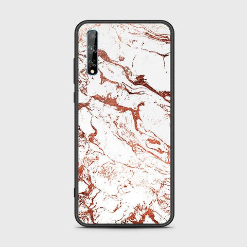 Huawei Y8p Cover - White Marble Series 2 - HQ Ultra Shine Premium Infinity Glass Soft Silicon Borders Case