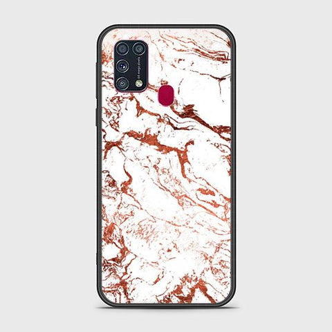 Samsung Galaxy M21 Cover - White Marble Series 2 - HQ Ultra Shine Premium Infinity Glass Soft Silicon Borders Case