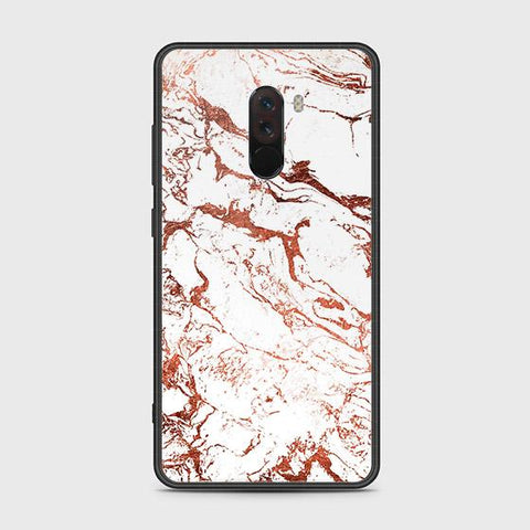 Xiaomi Pocophone F1 Cover - White Marble Series 2 - HQ Ultra Shine Premium Infinity Glass Soft Silicon Borders Case