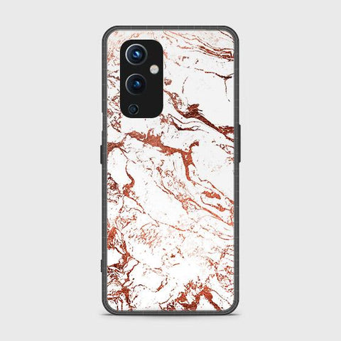 Oneplus 9 Cover - White Marble Series 2 - HQ Ultra Shine Premium Infinity Glass Soft Silicon Borders Case