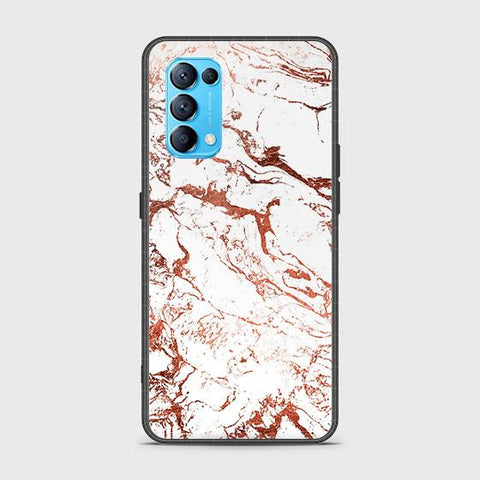 Oppo Find X3 Lite Cover - White Marble Series 2 - HQ Ultra Shine Premium Infinity Glass Soft Silicon Borders Case