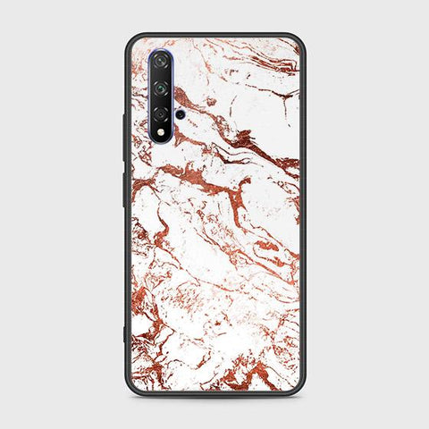 Honor 20 Cover - White Marble Series 2 - HQ Ultra Shine Premium Infinity Glass Soft Silicon Borders Case