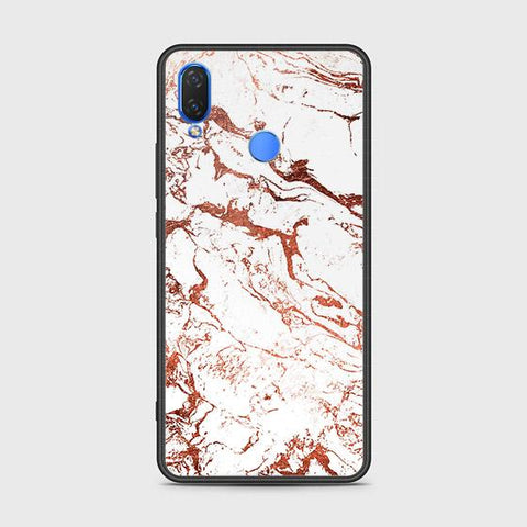 Huawei Y9 2019 Cover - White Marble Series 2 - HQ Ultra Shine Premium Infinity Glass Soft Silicon Borders Case