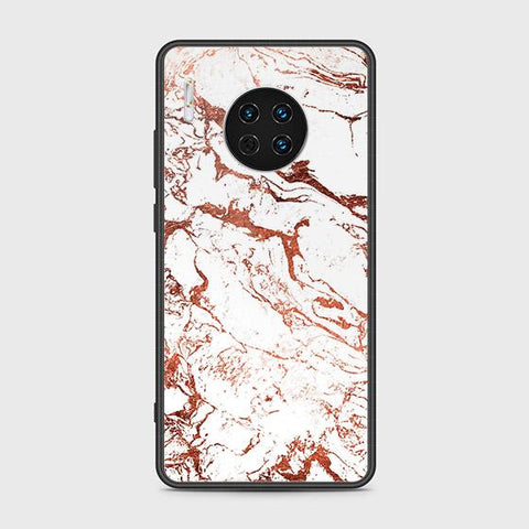 Huawei Mate 30 Cover - White Marble Series 2 - HQ Ultra Shine Premium Infinity Glass Soft Silicon Borders Case