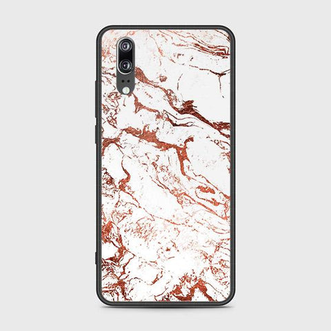 Huawei P20 Cover - White Marble Series 2 - HQ Ultra Shine Premium Infinity Glass Soft Silicon Borders Case