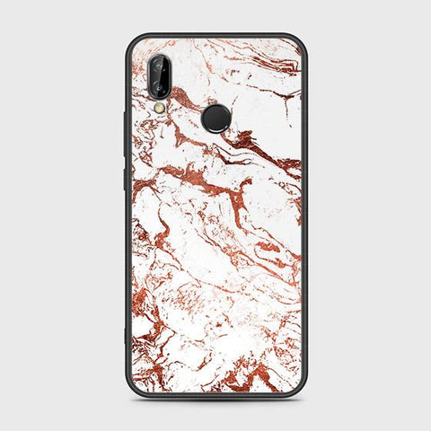 Huawei P20 Lite 2019 Cover - White Marble Series 2 - HQ Ultra Shine Premium Infinity Glass Soft Silicon Borders Case