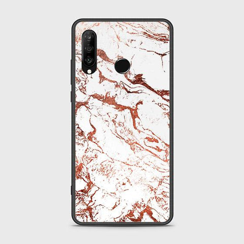 Huawei P30 lite Cover - White Marble Series 2 - HQ Ultra Shine Premium Infinity Glass Soft Silicon Borders Case