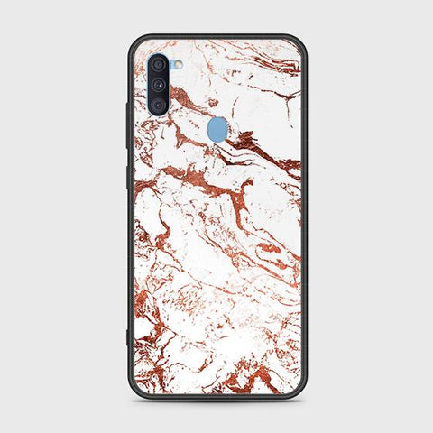 Samsung Galaxy M11 Cover - White Marble Series 2 - HQ Ultra Shine Premium Infinity Glass Soft Silicon Borders Case