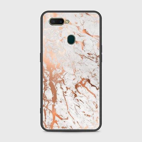 Oppo A7 Cover - White Marble Series 2 - HQ Ultra Shine Premium Infinity Glass Soft Silicon Borders Case