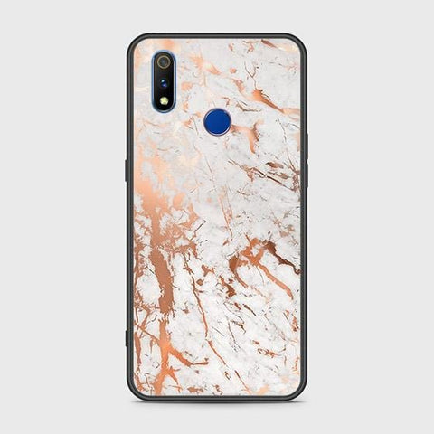 Realme 3i Cover - White Marble Series 2 - HQ Ultra Shine Premium Infinity Glass Soft Silicon Borders Case
