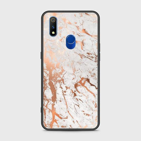 Realme 3 Pro Cover - White Marble Series 2 - HQ Ultra Shine Premium Infinity Glass Soft Silicon Borders Case