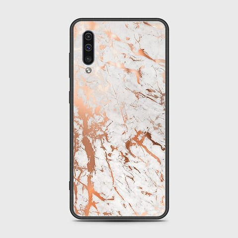 Samsung Galaxy A50s Cover - White Marble Series 2 - HQ Ultra Shine Premium Infinity Glass Soft Silicon Borders Case