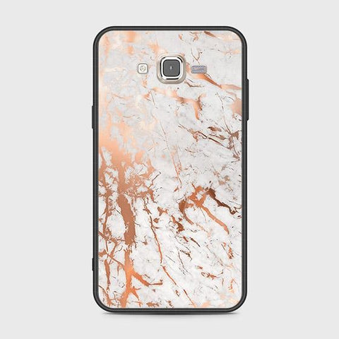 Samsung Galaxy J7 2015 Cover - White Marble Series 2 - HQ Ultra Shine Premium Infinity Glass Soft Silicon Borders Case