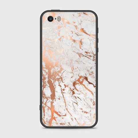 iPhone SE Cover - White Marble Series 2 - HQ Ultra Shine Premium Infinity Glass Soft Silicon Borders Case