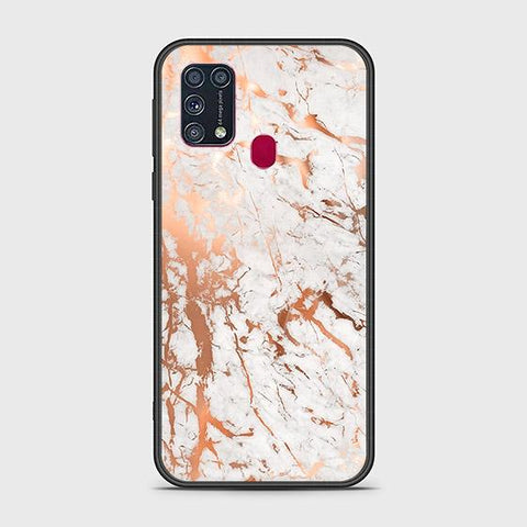 Samsung Galaxy M31 Cover - White Marble Series 2 - HQ Ultra Shine Premium Infinity Glass Soft Silicon Borders Case