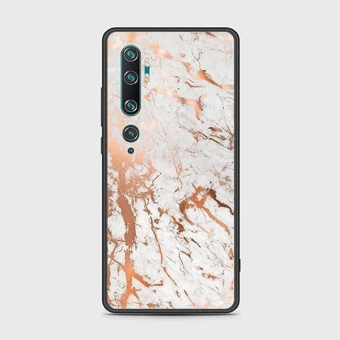 Xiaomi Mi Note 10 Cover - White Marble Series 2 - HQ Ultra Shine Premium Infinity Glass Soft Silicon Borders Case